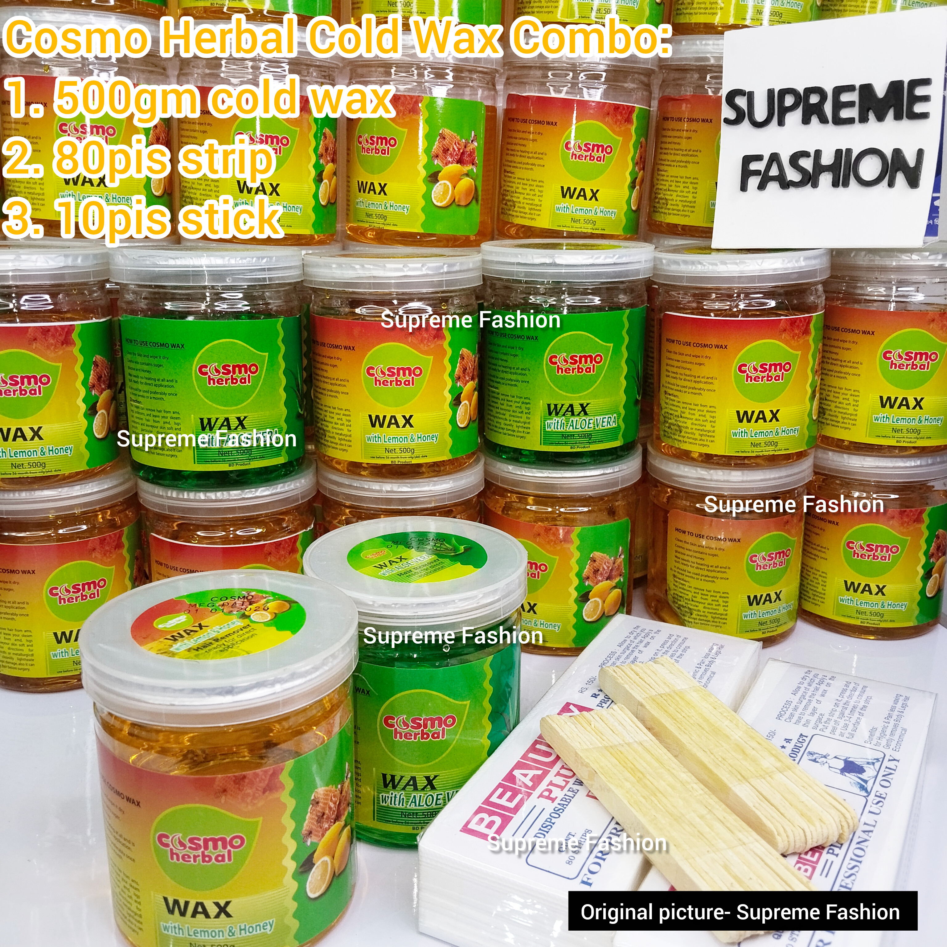 100% authentic Cosmo Herbal Cold Wax Combo